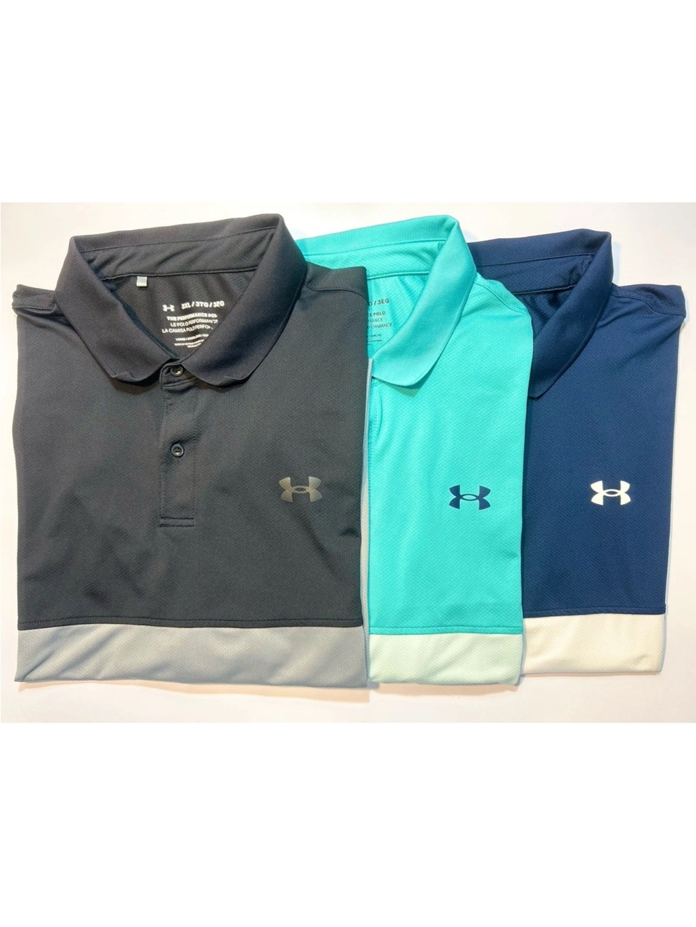 Lot of 3 Under Armour Polo Performance Men’s Polo Shirts 3XLT Short Sleeve
